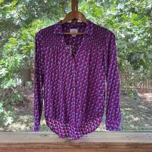 Anthropologie Maeve Emory Printed Blouse Purple Size 4
